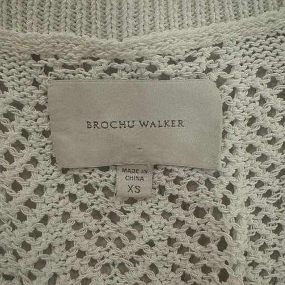 Brochu Walker White Open Stitch Back & Sleeve V-Neck Sweater - Picture 7 of 10